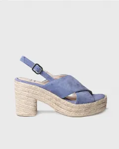 Женские босоножки на каблуке из однотонной замши с пряжкой Toni Pons, синий