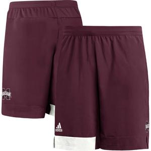 Мужские бордовые тренировочные шорты Mississippi State Bulldogs adidas