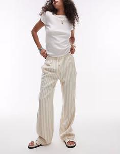 Боксерские брюки-джоггеры Bobbi в полоску Topshop бежевого цвета