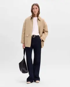 Женское пальто прямого кроя с контрастным воротником Simorra, бежевый