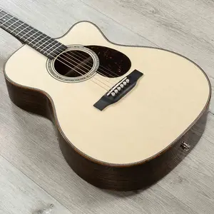 Акустико-электрогитара Martin Custom Shop OM-28 Venetian Cutaway с боками и задней декой из розового дерева Wild Grain