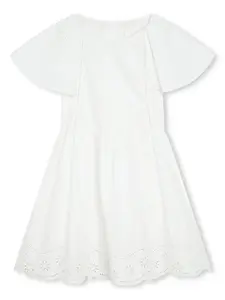 Платье из органического хлопка с вышивкой Chloé Kids, белый