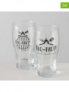 Набор из 2 пивных бокалов BBQ черного цвета - (В)16 x Ø 8 см Boltze