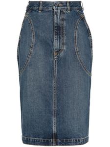 Alaïa джинсовая юбка-карандаш со вставками, синий