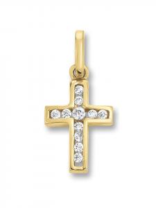 ONE ELEMENT Подвеска в виде креста с цирконием в оправе из желтого золота 333 пробы