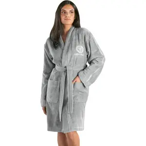 Женский халат Vito, идеально подходит для сауны и СПА, гостиничный халат, утренний халат, 1 шт., вышивка логотипа на груди, надпись на рукавах, однотонные цвета, хлопок Carlo Colucci, серебристый
