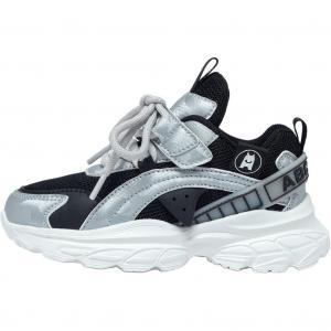 Нескользящие износостойкие низкие детские кроссовки для повседневной жизни ABC KIDS, черный/серебряный