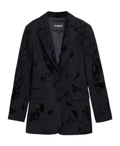 Блейзер с цветочным бархатным покрытием Desigual, черный