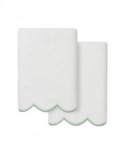 Набор из двух хлопковых полотенец для рук Adornia Scallop, 40 см x 76 см Linum Home, White, Green, 2 Piece Hand Towel Set