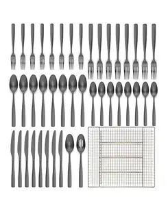 Набор столовых приборов Kaede из 42 предметов с проволочной подставкой, на 8 персон Ornative, black