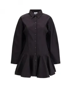Короткое платье-рубашка с воротником Ganni, черный