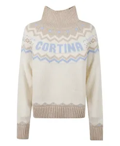 Свитер с высоким воротником и ребристыми манжетами, с узором. Mc2 Saint Barth, бежевый