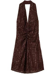 TWINSET платье мини с пайетками, коричневый