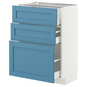 Тумба под шкаф с 3 выдвижными ящиками, белая/синяя Lerhyttan, 60x37 см IKEA Metod / Maximera