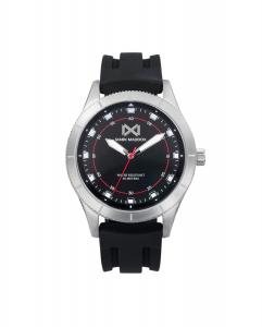 Мужские часы Mission с тремя стальными стрелками и черным силиконовым ремешком Mark Maddox, черный