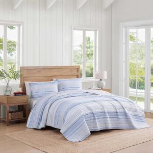 Tommy Hilfiger Комплект постельного белья, 200x220 см + наволочки 50x70 см, хлопковое фактурное, средней плотности, европейская застежка, сертифицировано Oeko-Tex, синий в полоску
