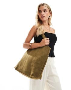 Сумка-тоут PASQ из искусственной замши темно-зеленого цвета Pasq