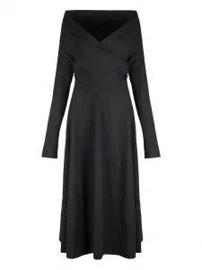 Платье из эластичной шерсти с драпировкой Alberta Ferretti, серый