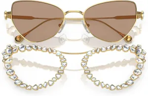 Женские солнцезащитные очки Swarovski SK 7011 с кристаллами в форме бабочки, Gold/Light Brown