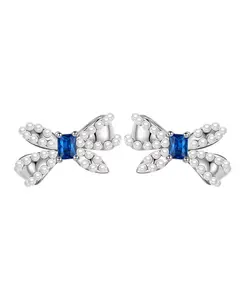 Серьги-Гвоздики с бантиками из искусственного жемчуга и кубического циркония Macy'S, blue
