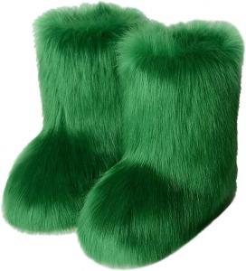 Женские разноцветные сапоги TangDao из искусственного меха, пушистые, мягкие, с округлым носком, из замши, зимние, удобные, теплые, короткие снегоступы на плоской подошве, сапоги до середины голени, для улицы и дома, Green