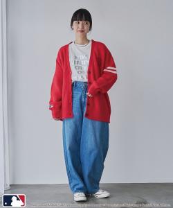 Эксклюзивный вязаный кардиган MLB с жаккардовым логотипом разных расцветок Coen, цвет Red