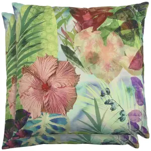 GO-DE декоративные подушки "Клара", набор из 2 шт 48х48 см, зеленый/розовый