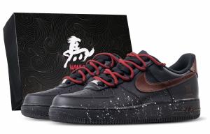 Nike Кроссовки для скейтбординга Air Force 1 Red Horse Ink Shadow Abrasion Resistant Balance Low top Unisex черные красные