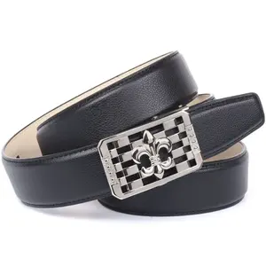 Кожаный ремень Anthoni Crown, застежка с мотивом лилии, черный