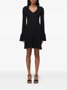 Мини-платье с расклешенным кроем и V-образным вырезом Liu Jo, черный