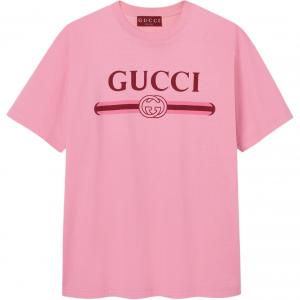 Футболка с принтом логотипа GUCCI, розовый