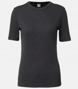 Топ из джерси с добавлением хлопка в рубчик Toteme, Charcoal Melange