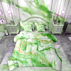 Erosebridal Комплект постельного белья Abstract Marble с принтом в стиле минимализм, водяными цветами и мраморным узором, Lightgreen White Gold