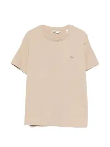 Футболка с вышитым логотипом Gant, бежевый