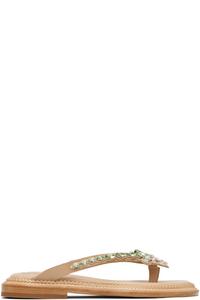 Бежевые шлепанцы с цветочным узором Simone Rocha