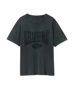 Хлопковая футболка с потертым логотипом Alexander Wang, черный