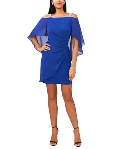 Миниатюрное платье-накидка с драпировкой MSK, синий