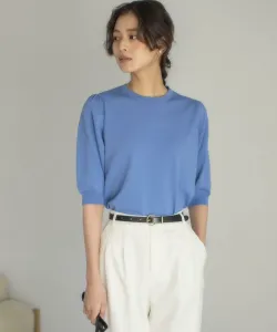 Вязаная футболка с цветочным металлическим узором Suite, цвет Blue [070]