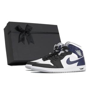 Jordan Кроссовки Air 1 Cushioning Anti-Slip And Wear-Resistant Mid-Top Vintage Basketball Shoes Men's Blue Black