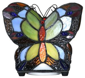 Настольная лампа Тиффани Clayre & Eef Tischlampe Schmetterling Adi, синее стекло - 8 x 13 x 15 см