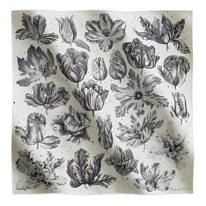 HERMES Шёлковый шарф женский чёрно-белый, Black White