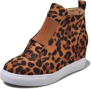 Женские кроссовки ZBYY с клиновидной подошвой, скрытые клинья, боковая молния, замшевые платформенные ботильоны, модные повседневные высокие кеды, Pink 7.5