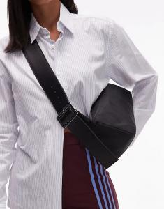 Сумка Topshop Kylie из нейлона через плечо с контрастным ремешком черного цвета