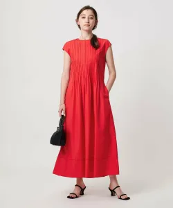 Платье из хлопка и шелка с шелковистой текстурой и складками можно стирать United Arrows, цвет Red