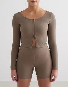 Кардиган Nougat в рубчик на молнии в цвете «нуга коричневый» Aim'N