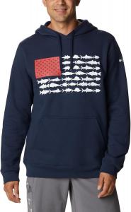 Колумбия мужская толстовка с капюшоном Pfg Fish Flag II Columbia, Collegiate Navy/White Usa