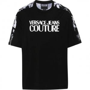 Футболка из хлопка с логотипом VERSACE JEANS COUTURE, черный