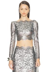 Кружевной укороченный топ Rabanne, Black & Silver