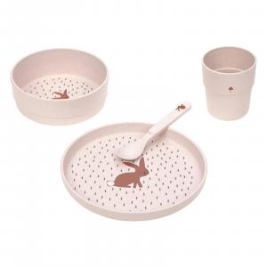 Детский набор посуды "Маленький лесной кролик", 4 предмета Lässig, розовый