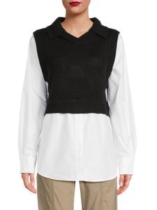 Комплект из 2 предметов: рубашка и укороченный жилет Calvin Klein Jeans, черный/белый